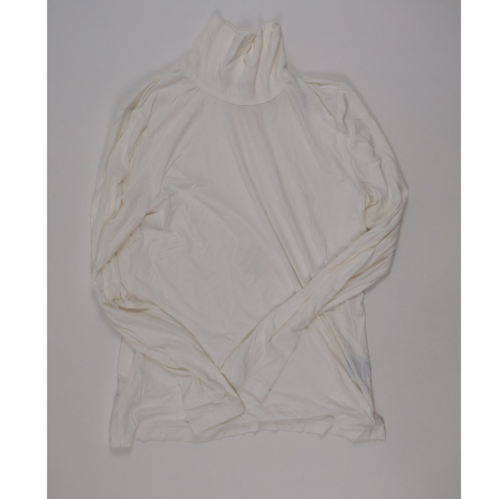 J.McLaughlin Turtleneck Top Cream Solid Small Rayon Stretch Layering Tee